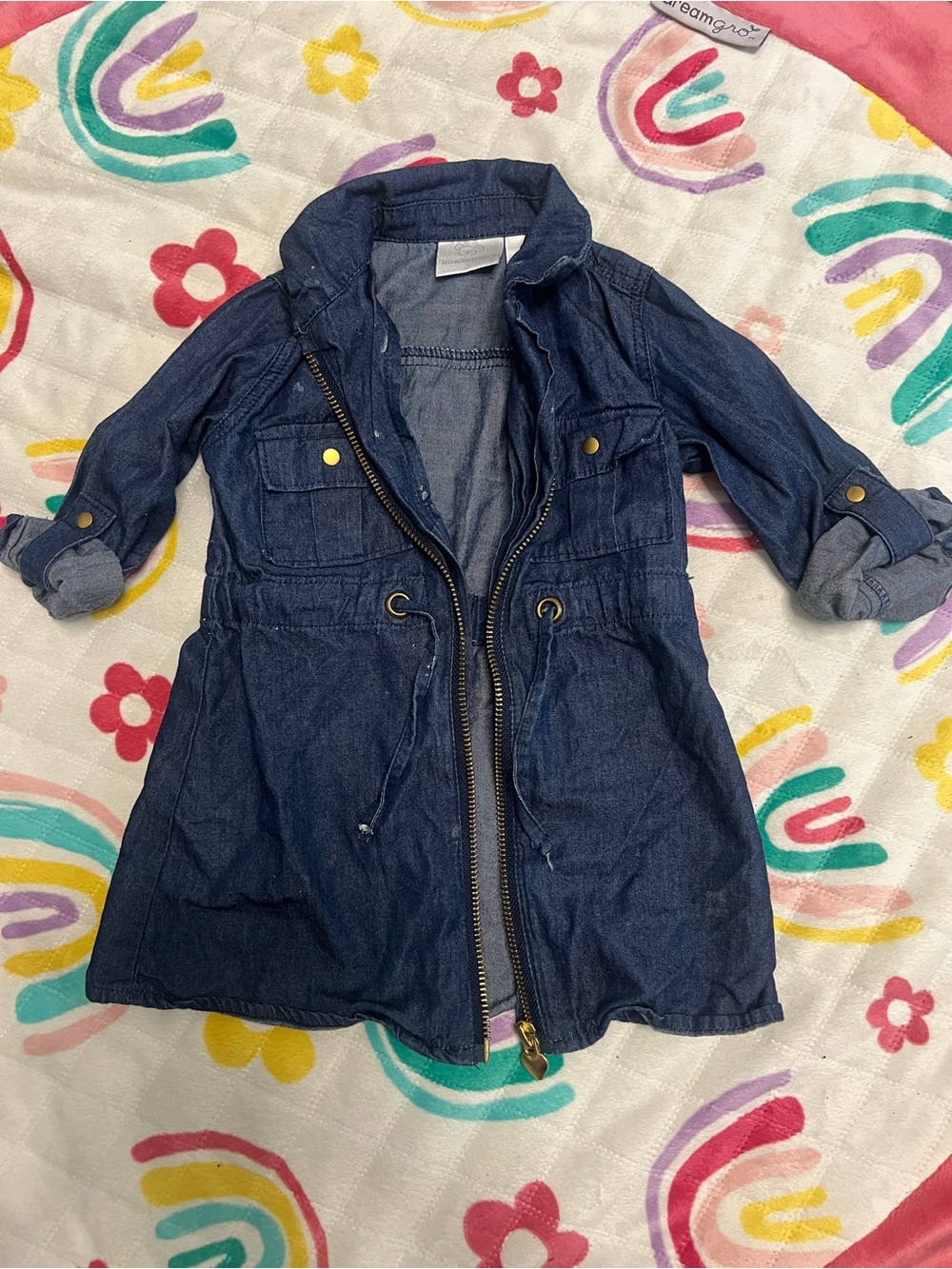 Koala Kids Dark Blue Denim Jacket with Drawstring Waist